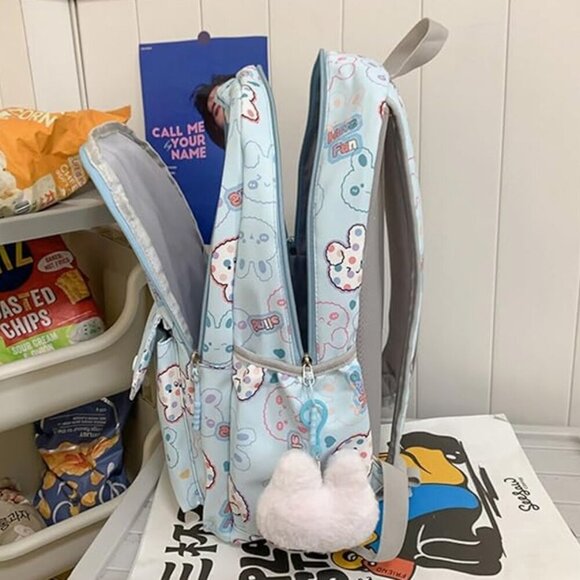 Brand New Backpack Teenager Cute Rabbit Print School Bag Casual Daypacks - Picture 2 of 3